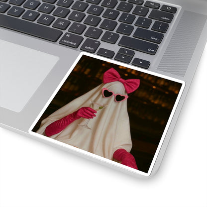 Pink Bow Ghost Sticker