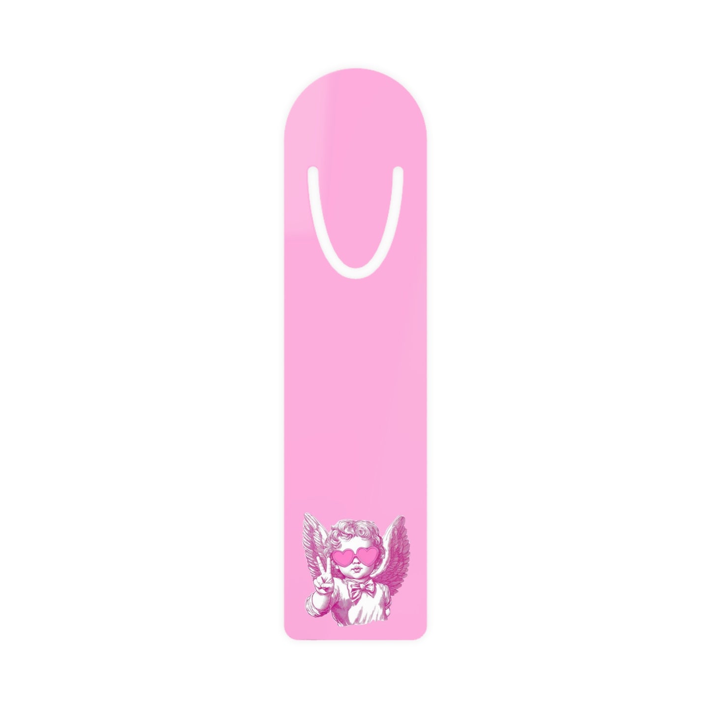 Pink Angel Bookmark — Cute Heart Cherub Metal Page Marker