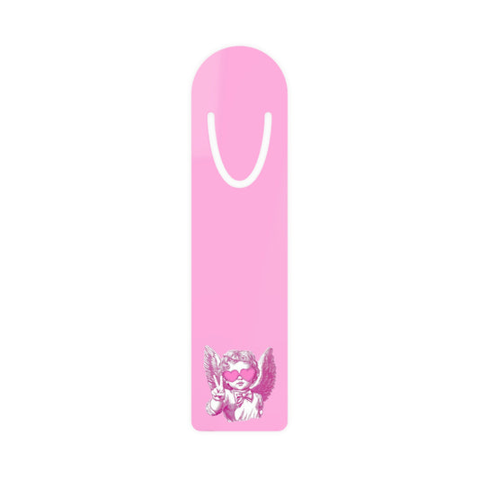 Pink Angel Bookmark — Cute Heart Cherub Metal Page Marker