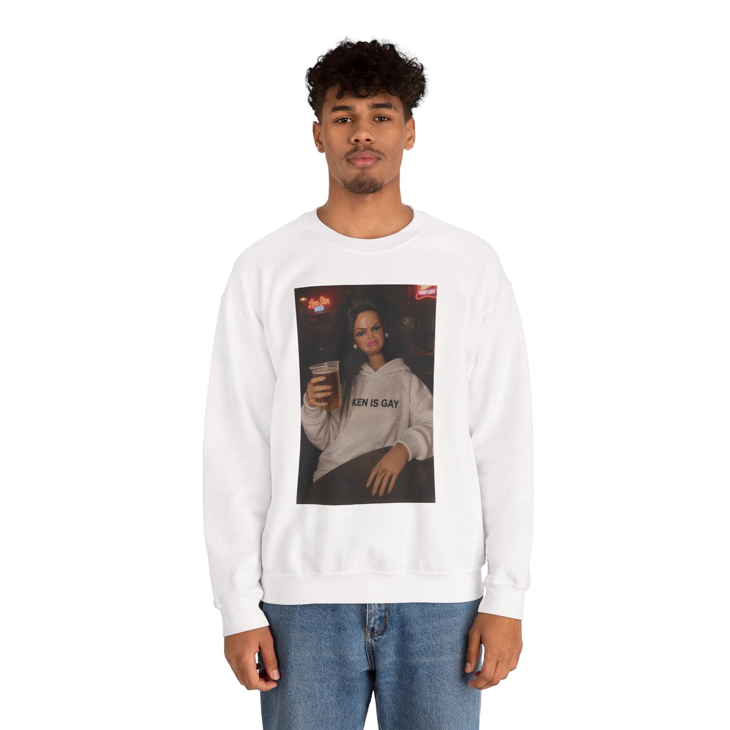 Crewneck Sweatshirt — Photo Print "Ken Is Gay" Retro Bar Vibe