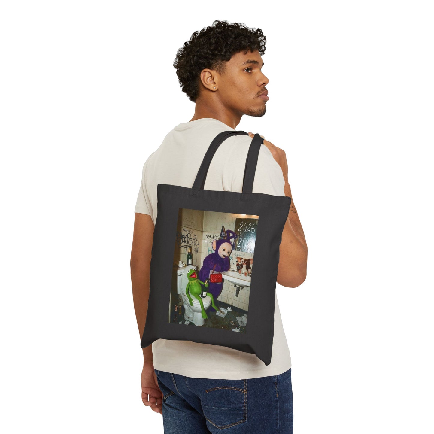 Dark Grunge Tote Bag — Edgy Teletubby Bathroom Art Print