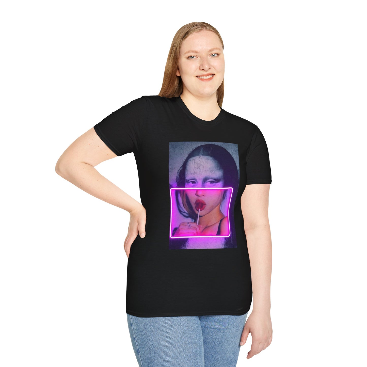 Mona Lisa Neon Pop T-Shirt — Retro Aesthetic Art Shirt
