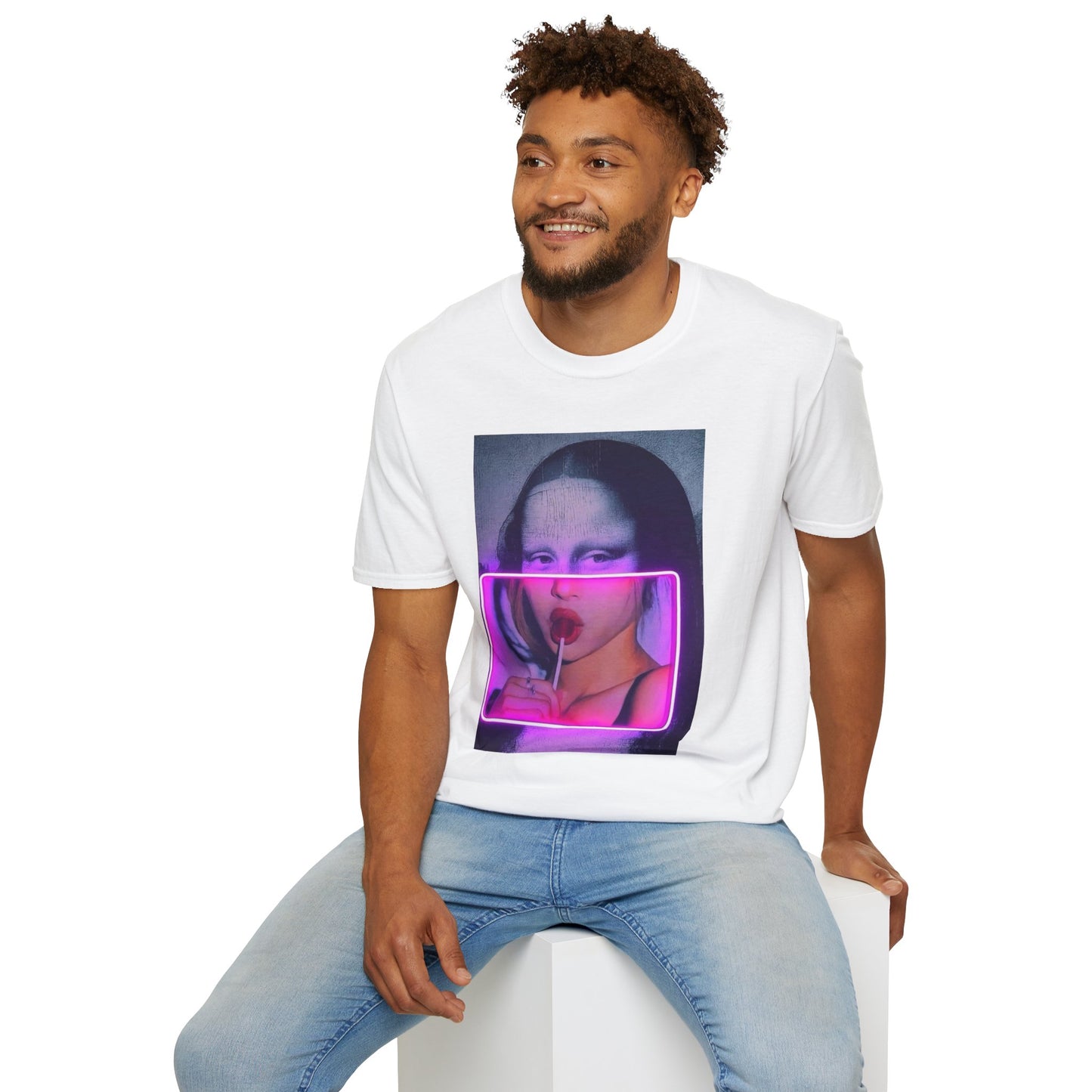 Mona Lisa Neon Pop T-Shirt — Retro Aesthetic Art Shirt