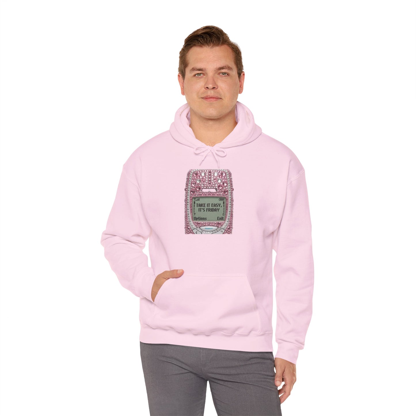 Hoodie — Pink Glitter Game Console ‘Take it easy, Its Friday’ Graphic Hoodie