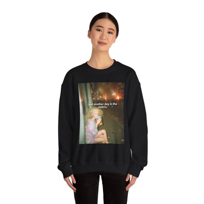 Crewneck Sweatshirt — "Just Another Day in the Matrix" Vintage Photo Graphic