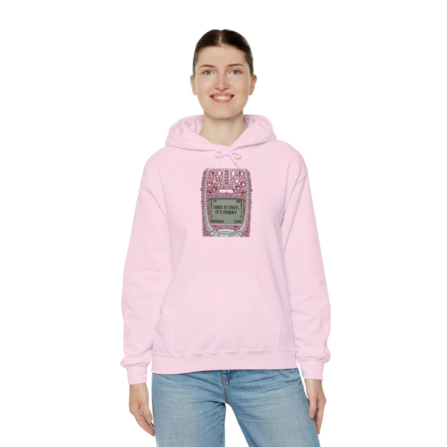 Hoodie — Pink Glitter Game Console ‘Take it easy, Its Friday’ Graphic Hoodie