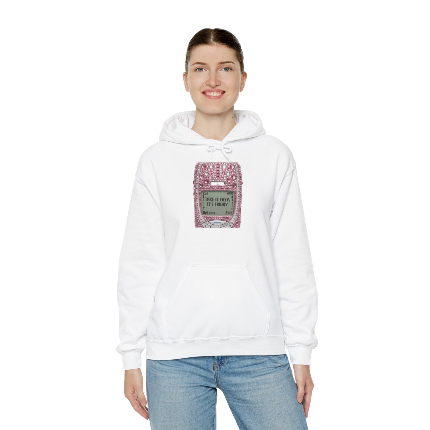 Hoodie — Pink Glitter Game Console ‘Take it easy, Its Friday’ Graphic Hoodie