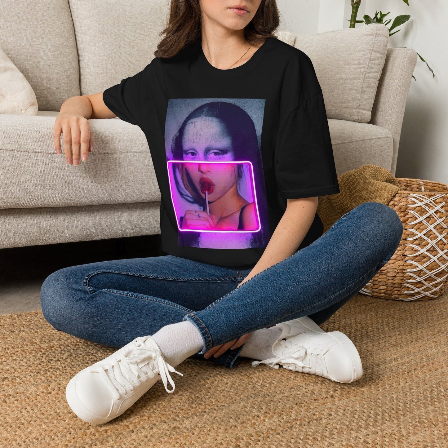 Mona Lisa Neon Pop T-Shirt — Retro Aesthetic Art Shirt