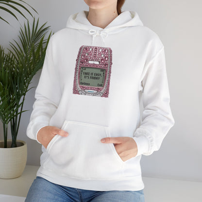 Hoodie — Pink Glitter Game Console ‘Take it easy, Its Friday’ Graphic Hoodie