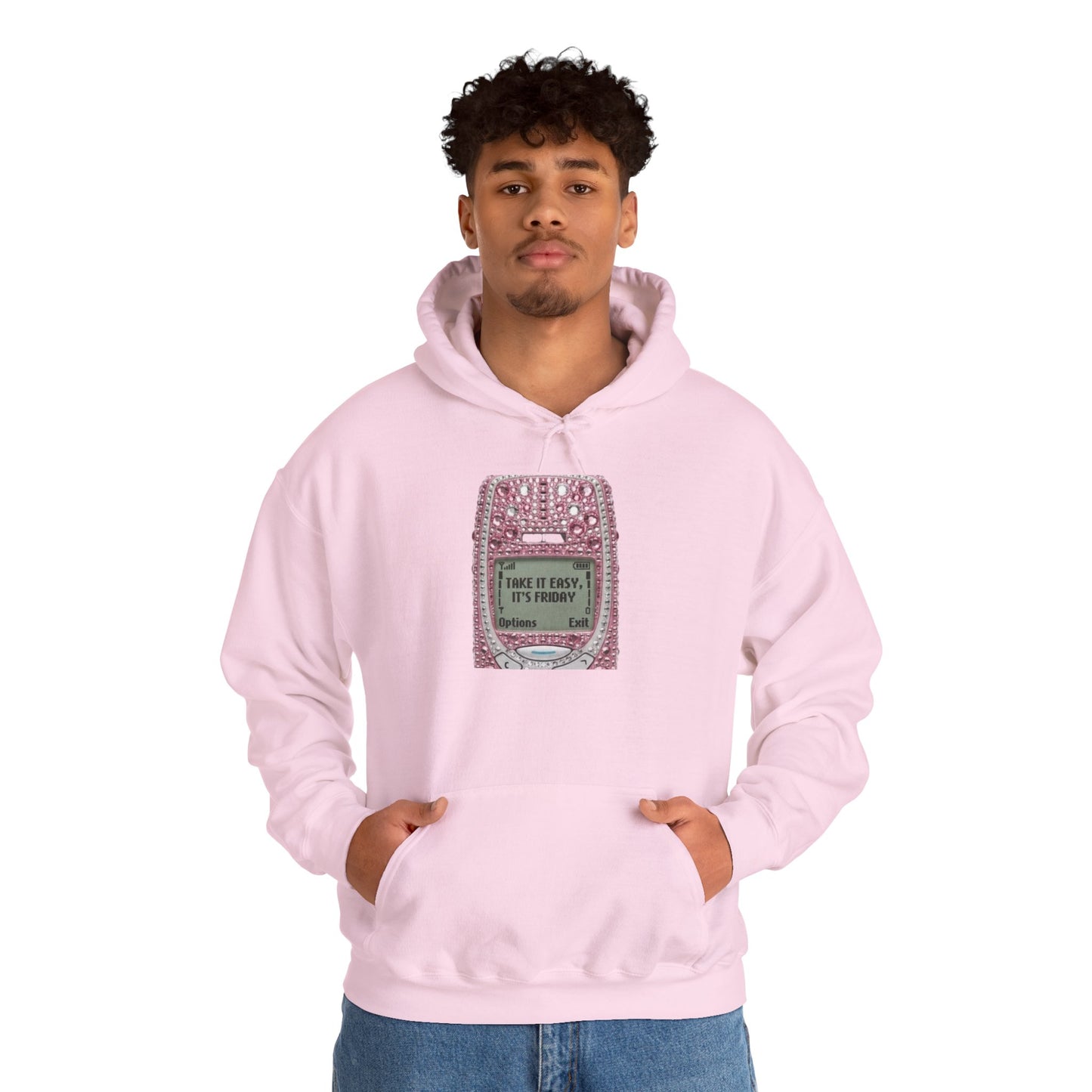 Hoodie — Pink Glitter Game Console ‘Take it easy, Its Friday’ Graphic Hoodie
