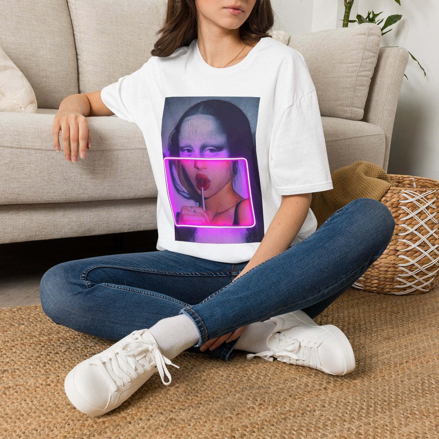 Mona Lisa Neon Pop T-Shirt — Retro Aesthetic Art Shirt