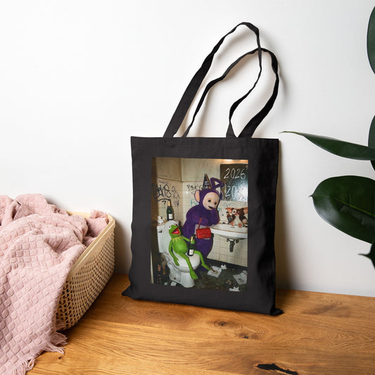Dark Grunge Tote Bag — Edgy Teletubby Bathroom Art Print