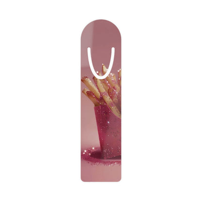 Glitter Fries Bookmark — Pink Foodie Metal Page Marker