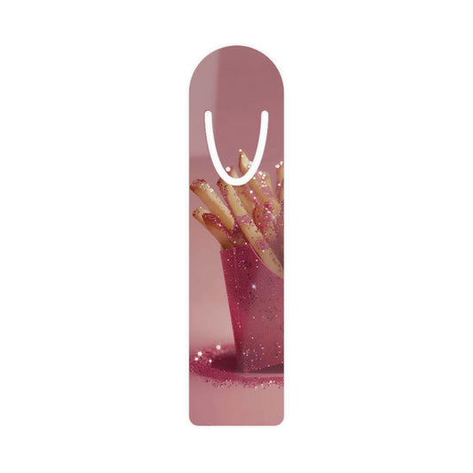 Glitter Fries Bookmark — Pink Foodie Metal Page Marker