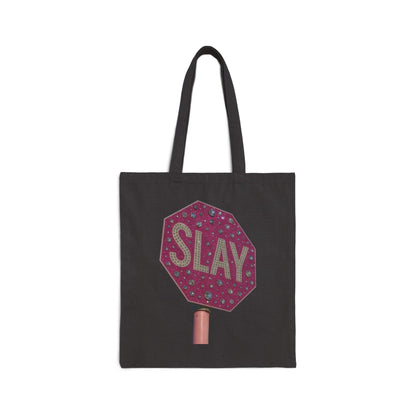 Slay Stop Sign Tote — Pink Glam Cotton Canvas Tote Bag