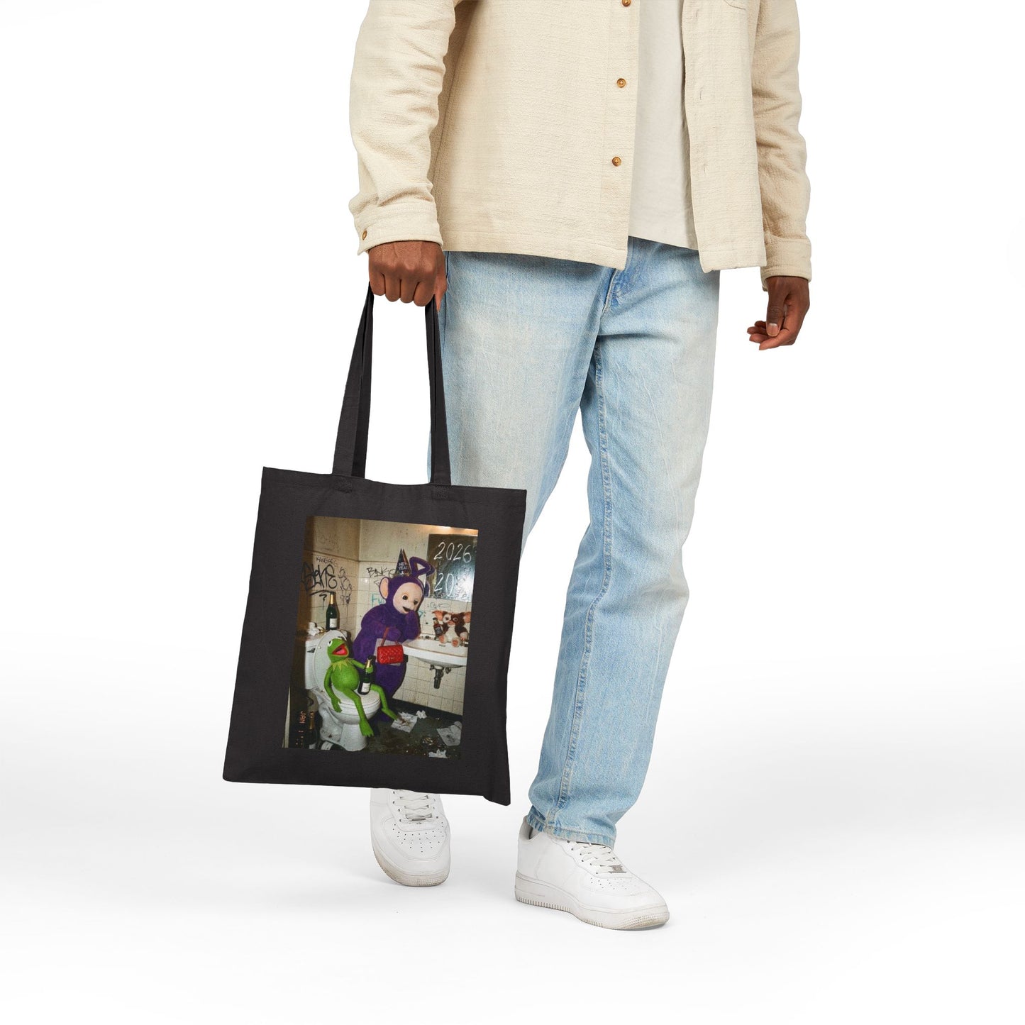 Dark Grunge Tote Bag — Edgy Teletubby Bathroom Art Print