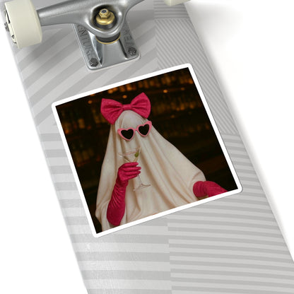 Pink Bow Ghost Sticker