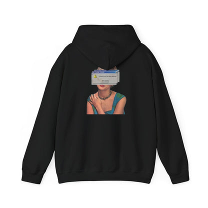 Vintage Portrait Hoodie with Retro Error Window Graphic