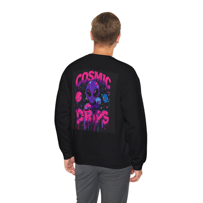 Cosmic Drips Sweatshirt — Retro Neon Alien Graphic Crewneck