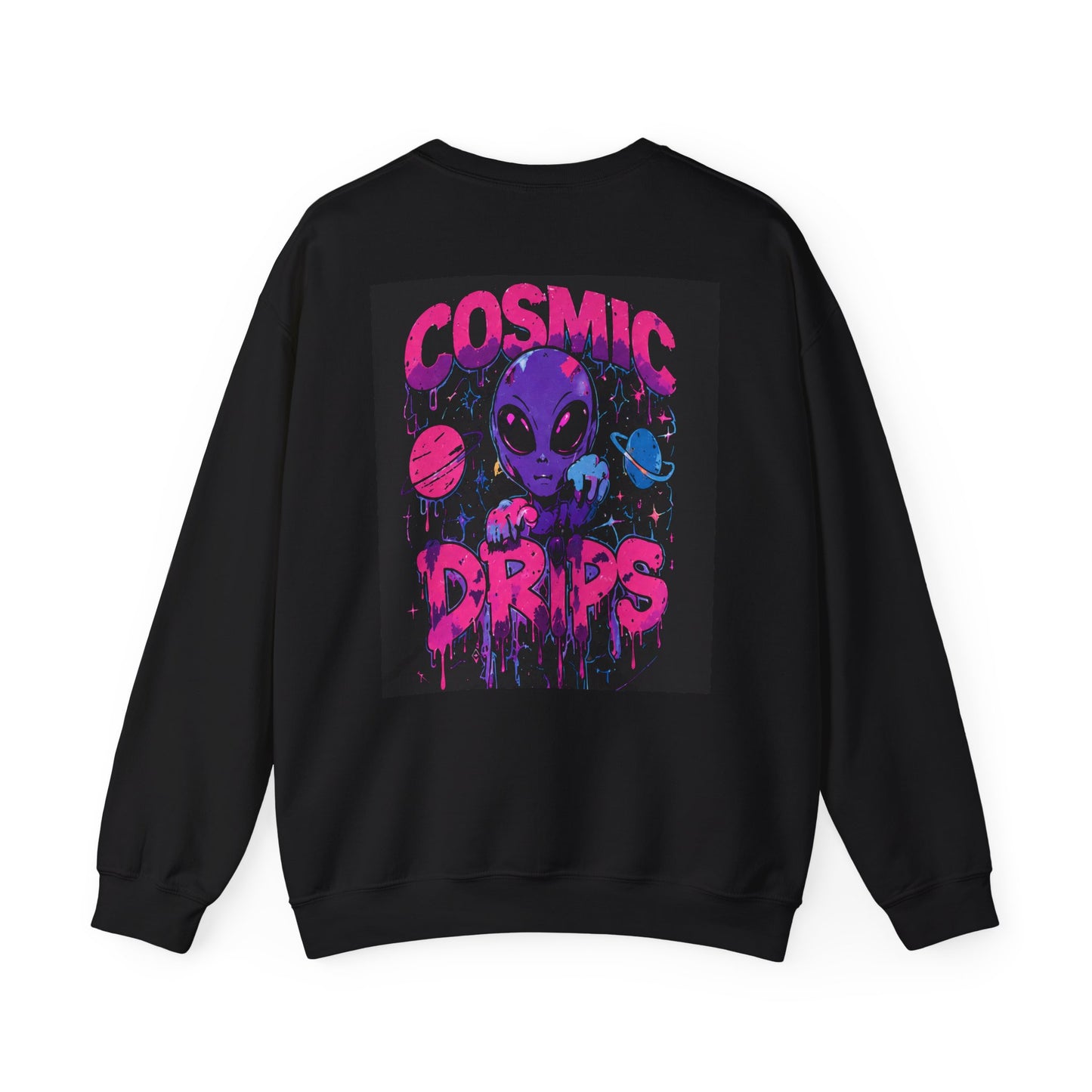 Cosmic Drips Sweatshirt — Retro Neon Alien Graphic Crewneck