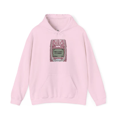 Hoodie — Pink Glitter Game Console ‘Take it easy, Its Friday’ Graphic Hoodie