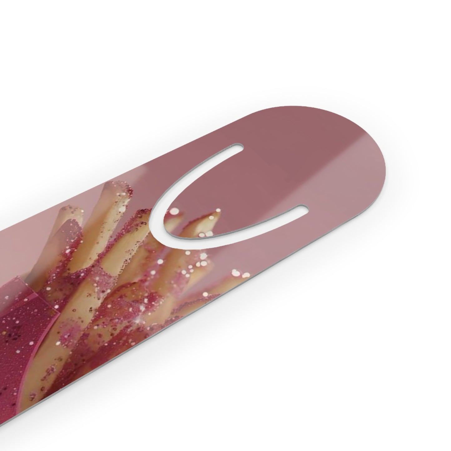 Glitter Fries Bookmark — Pink Foodie Metal Page Marker