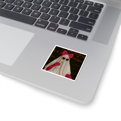 Pink Bow Ghost Sticker