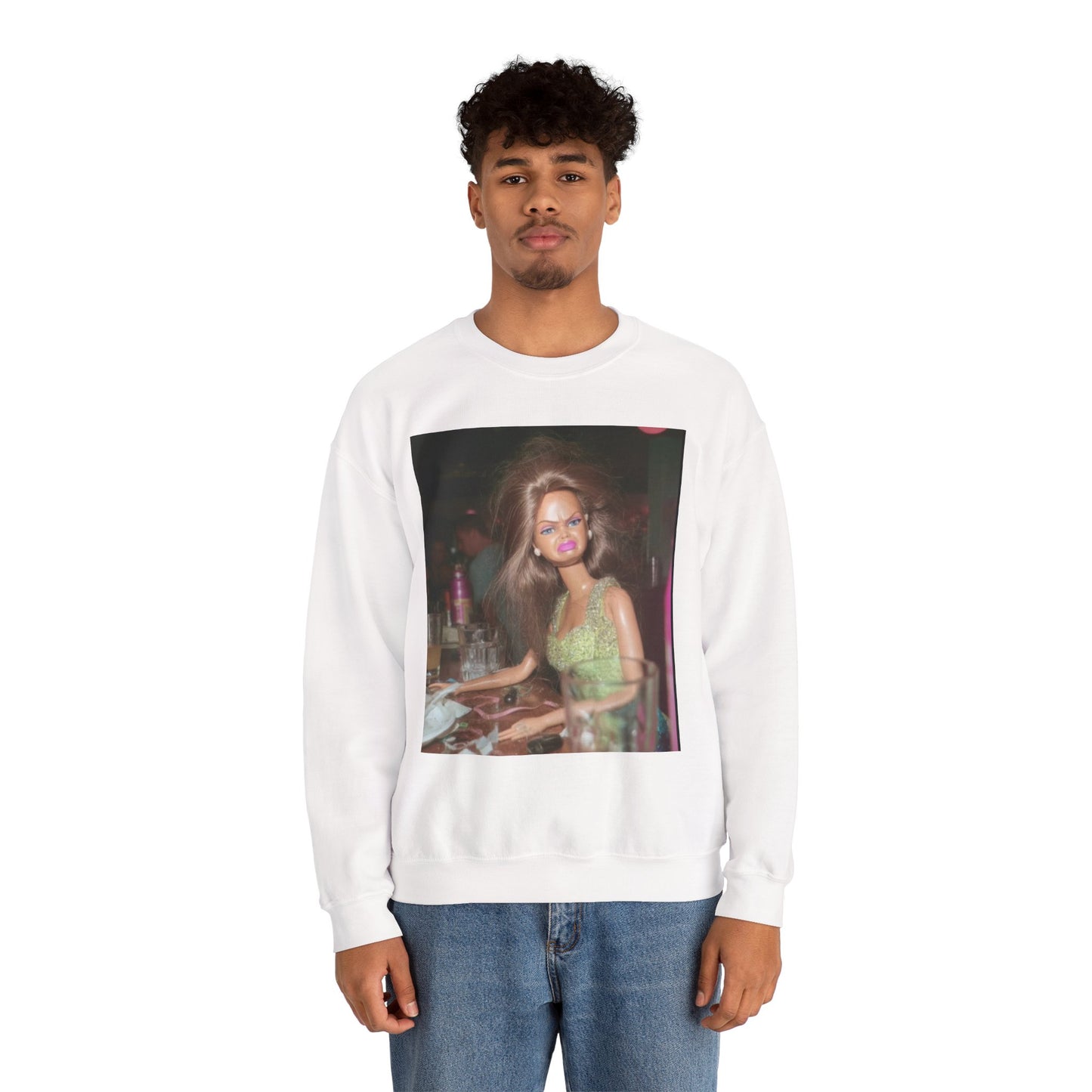Crewneck Sweatshirt — Vintage Blurry Doll Photo Print