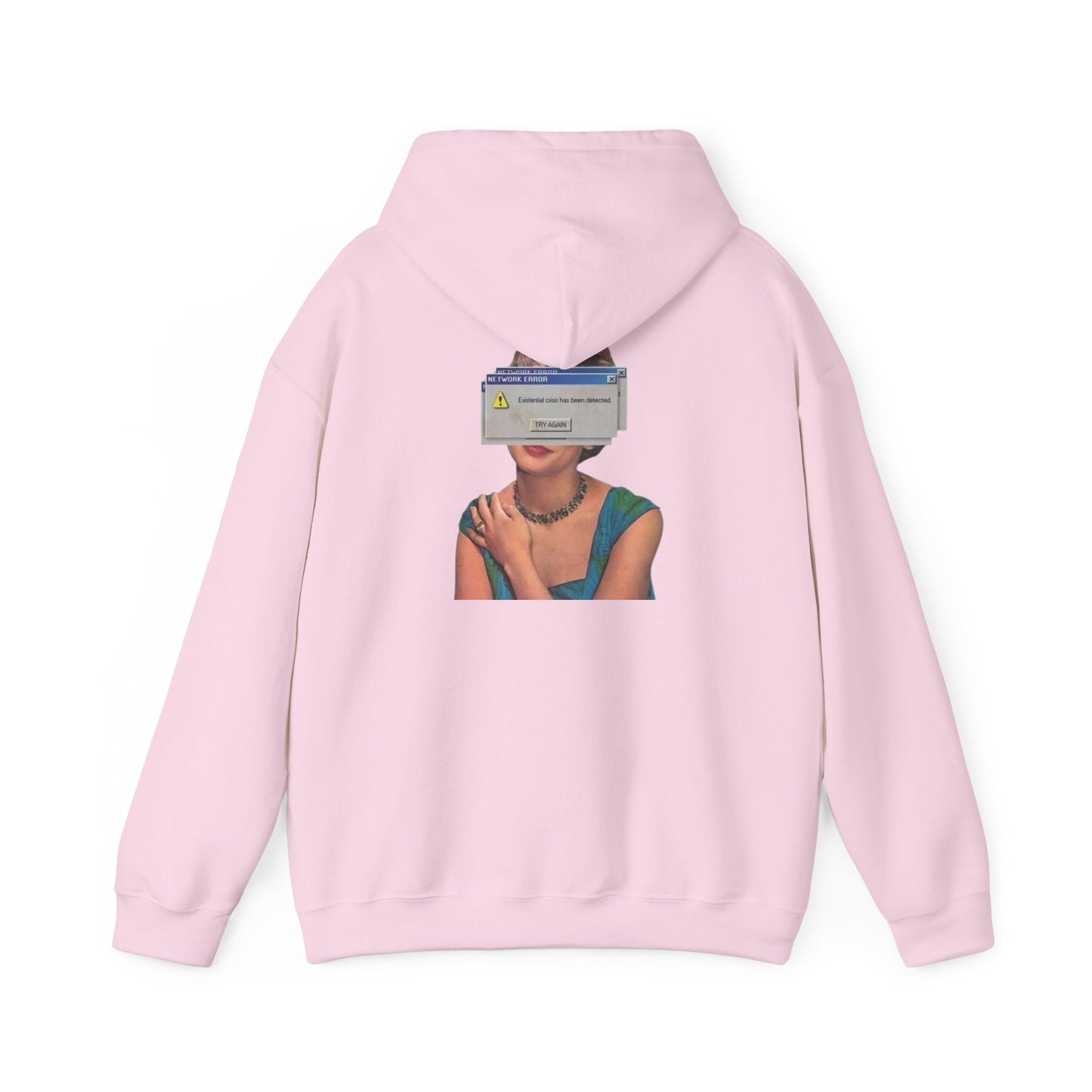 Vintage Portrait Hoodie with Retro Error Window Graphic