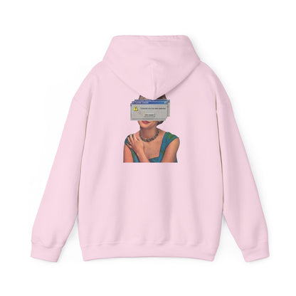 Vintage Portrait Hoodie with Retro Error Window Graphic