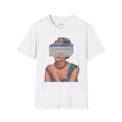 Vintage Portrait Tee with Retro Computer Error Overlay