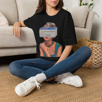 Vintage Portrait Tee with Retro Computer Error Overlay